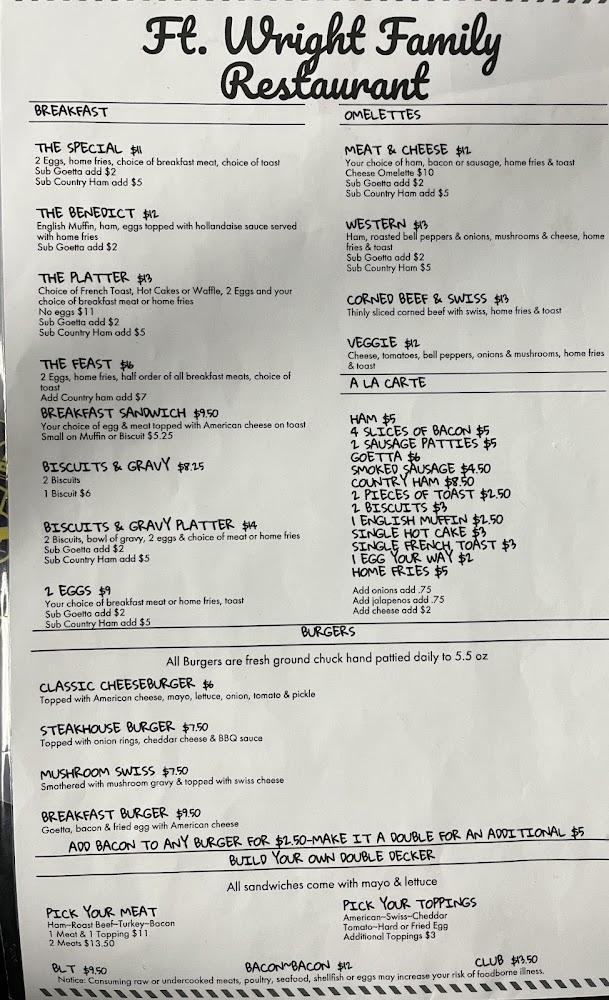 Fort Wright Family Restaurant Menu image 1